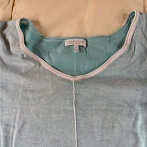 Habitat aqua scoop neck top with cream trim